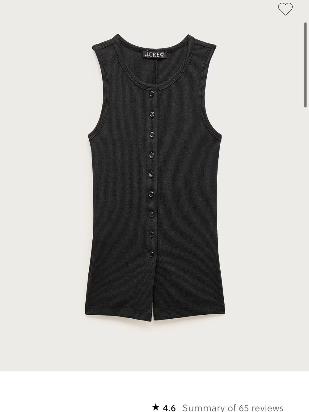 J. Crew Black Ribbed Button-Front Tank
